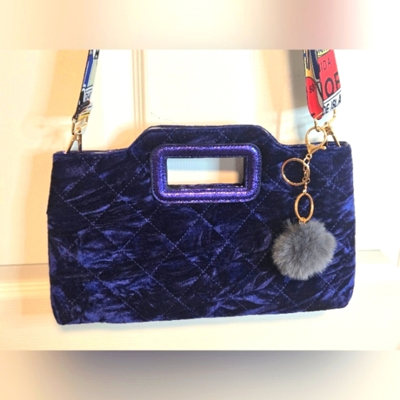 INC International Concepts Handbags - INC Velvet Blue Clutch Crossbody